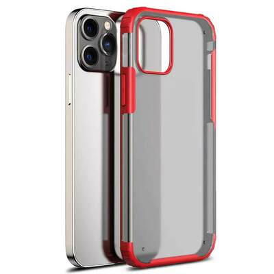 Microsonic Apple iPhone 13 Pro Max Kılıf Frosted Frame Kırmızı