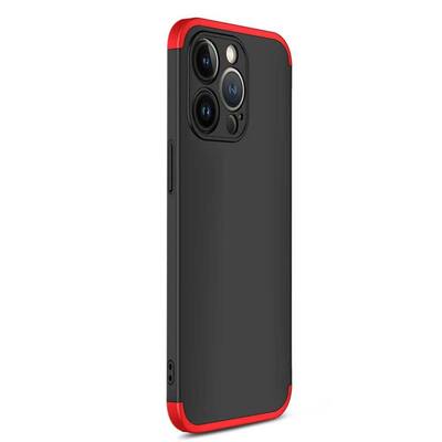 Microsonic Apple iPhone 13 Pro Max Kılıf Double Dip 360 Protective AYS Siyah Kırmızı