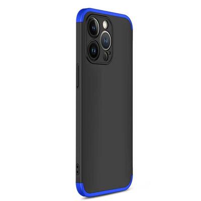 Microsonic Apple iPhone 13 Pro Max Kılıf Double Dip 360 Protective AYS Siyah Mavi