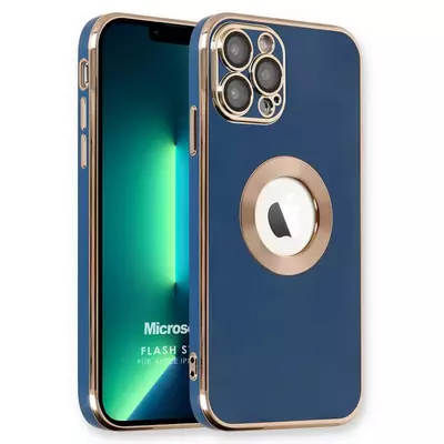 Microsonic Apple iPhone 13 Pro Max Kılıf Flash Stamp Lacivert