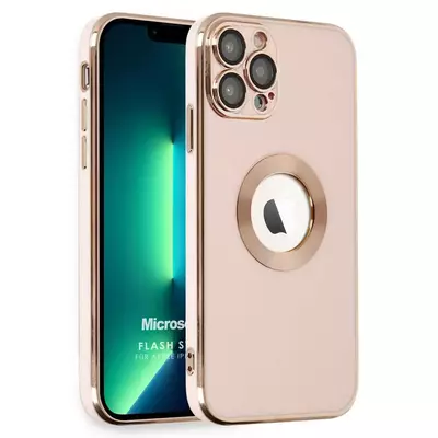 Microsonic Apple iPhone 13 Pro Max Kılıf Flash Stamp Rose Gold