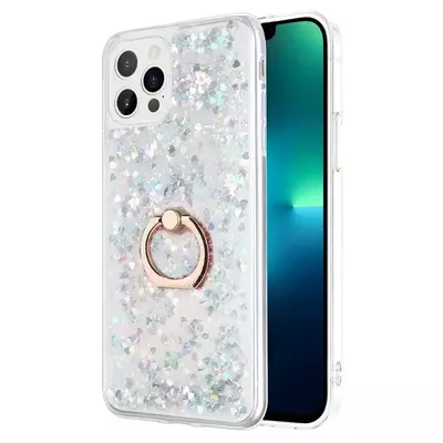 Microsonic Apple iPhone 13 Pro Max Kılıf Glitter Liquid Holder Gümüş