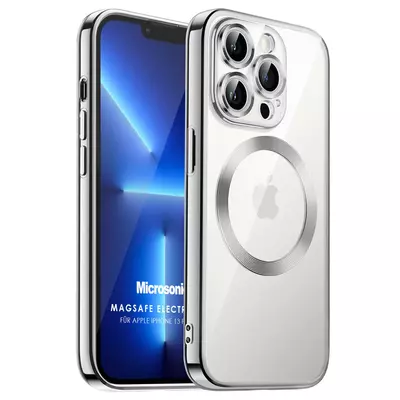 Microsonic Apple iPhone 13 Pro Max Kılıf MagSafe Luxury Electroplate Gümüş