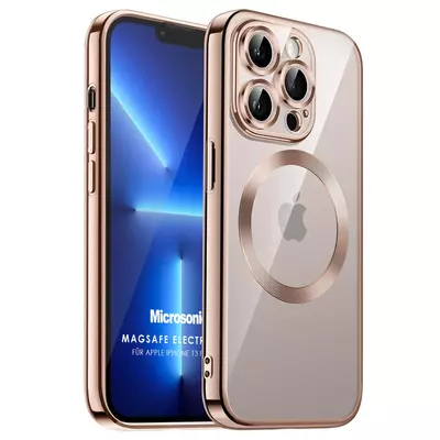 Microsonic Apple iPhone 13 Pro Max Kılıf MagSafe Luxury Electroplate Rose Gold