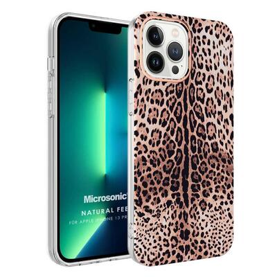 Microsonic Apple iPhone 13 Pro Max Natural Feel Desenli Kılıf Leopard