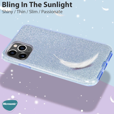 Microsonic Apple iPhone 13 Pro Max Kılıf Sparkle Shiny Mavi