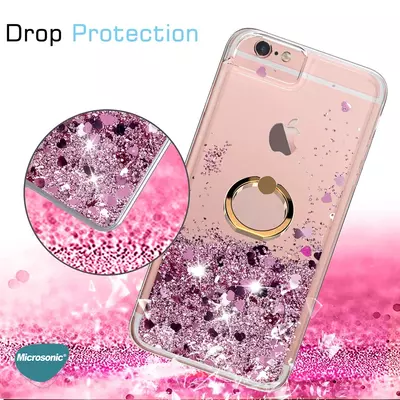 Microsonic Apple iPhone 14 Kılıf Glitter Liquid Holder Mor