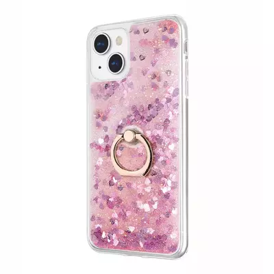 Microsonic Apple iPhone 14 Kılıf Glitter Liquid Holder Pembe