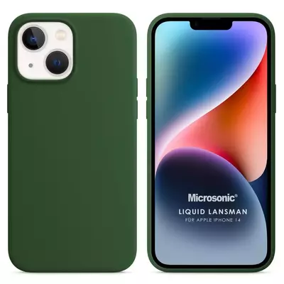 Microsonic Apple iPhone 14 Kılıf Liquid Lansman Silikon Koyu Yeşil
