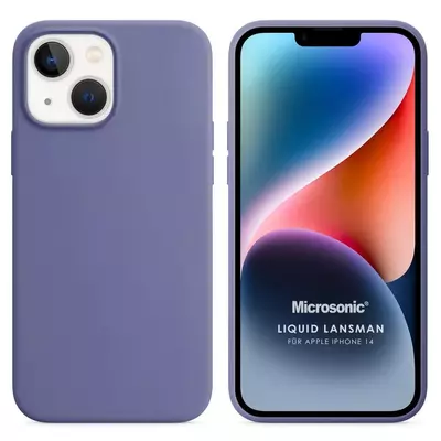 Microsonic Apple iPhone 14 Kılıf Liquid Lansman Silikon Lavanta Grisi