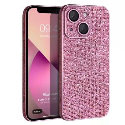 Microsonic Apple iPhone 14 Plus Kılıf Bling Rhinestones Pembe