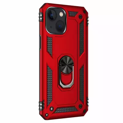 Microsonic Apple iPhone 14 Plus Kılıf Military Ring Holder Kırmızı