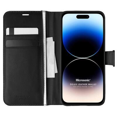 Microsonic Apple iPhone 14 Pro Kılıf Delux Leather Wallet Siyah