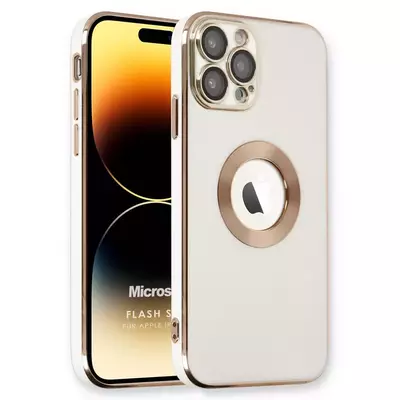 Microsonic Apple iPhone 14 Pro Kılıf Flash Stamp Beyaz