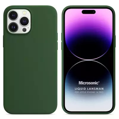 Microsonic Apple iPhone 14 Pro Kılıf Liquid Lansman Silikon Koyu Yeşil