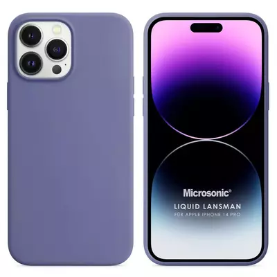 Microsonic Apple iPhone 14 Pro Kılıf Liquid Lansman Silikon Lavanta Grisi