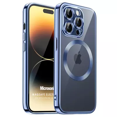 Microsonic Apple iPhone 14 Pro Kılıf MagSafe Luxury Electroplate Mavi