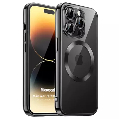 Microsonic Apple iPhone 14 Pro Kılıf MagSafe Luxury Electroplate Siyah