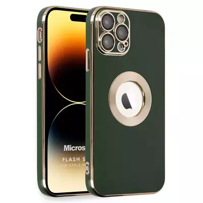 Microsonic Apple iPhone 14 Pro Max Kılıf Flash Stamp Koyu Yeşil