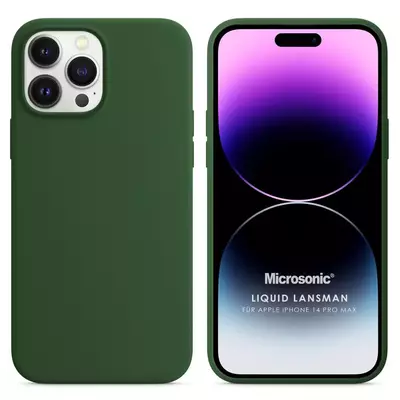 Microsonic Apple iPhone 14 Pro Max Kılıf Liquid Lansman Silikon Koyu Yeşil