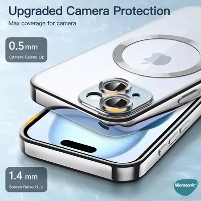 Microsonic Apple iPhone 14 Pro Max Kılıf MagSafe Luxury Electroplate Gümüş