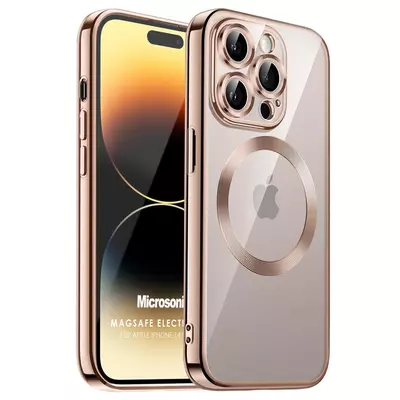 Microsonic Apple iPhone 14 Pro Max Kılıf MagSafe Luxury Electroplate Rose Gold