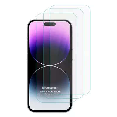 Microsonic Apple iPhone 14 Pro Max Screen Protector Nano Glass Cam Ekran Koruyucu (3`lü Paket)