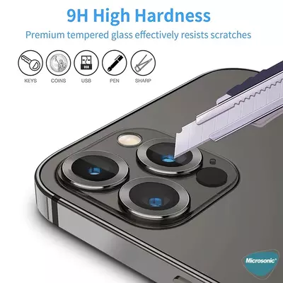 Microsonic Apple iPhone 14 Tekli Kamera Lens Koruma Camı Gümüş