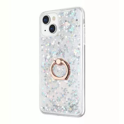 Microsonic Apple iPhone 15 Kılıf Glitter Liquid Holder Gümüş