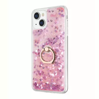 Microsonic Apple iPhone 15 Kılıf Glitter Liquid Holder Pembe
