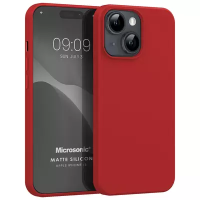 Microsonic Apple iPhone 15 Kılıf Matte Silicone Kırmızı
