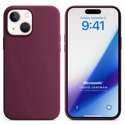 Microsonic Apple iPhone 15 Plus Kılıf Liquid Lansman Silikon Bordo