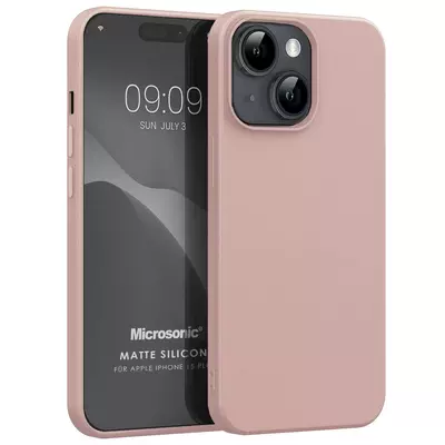Microsonic Apple iPhone 15 Plus Kılıf Matte Silicone Rose Gold