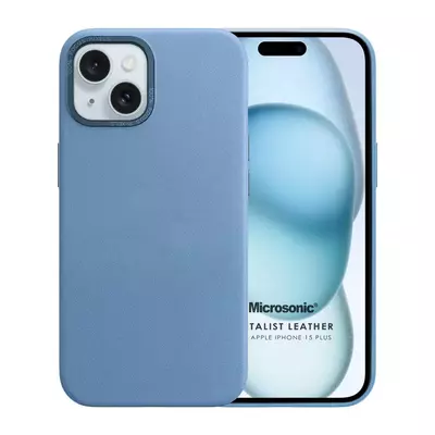 Microsonic Apple iPhone 15 Plus Kılıf Metalist Leather Mavi