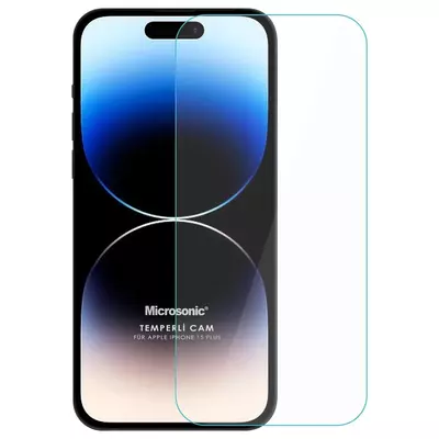 Microsonic Apple iPhone 15 Plus Tempered Glass Cam Ekran Koruyucu