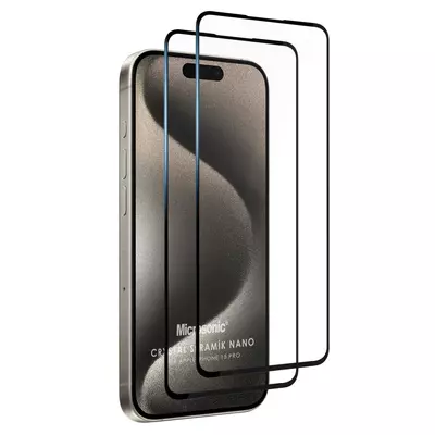 Microsonic Apple iPhone 15 Pro Crystal Seramik Nano Ekran Koruyucu Siyah (2 Adet)