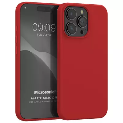 Microsonic Apple iPhone 15 Pro Kılıf Matte Silicone Kırmızı