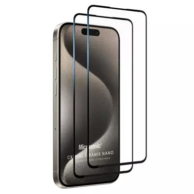 Microsonic Apple iPhone 15 Pro Max Crystal Seramik Nano Ekran Koruyucu Siyah (2 Adet)