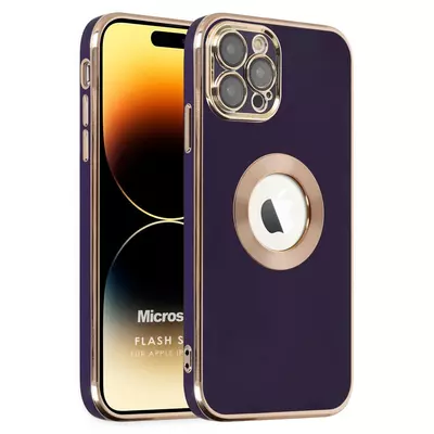 Microsonic Apple iPhone 15 Pro Max Kılıf Flash Stamp Koyu Mor