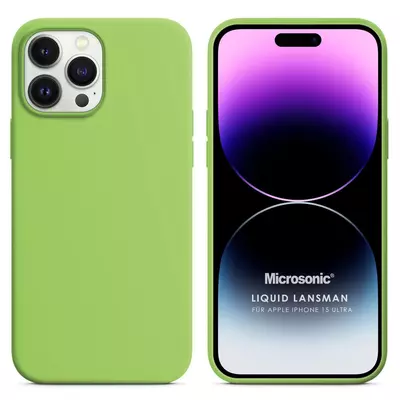 Microsonic Apple iPhone 15 Pro Max Kılıf Liquid Lansman Silikon Açık Yeşil