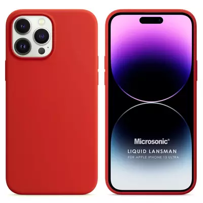 Microsonic Apple iPhone 15 Pro Max Kılıf Liquid Lansman Silikon Kırmızı
