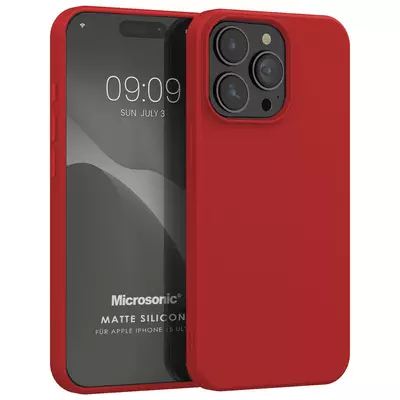 Microsonic Apple iPhone 15 Pro Max Kılıf Matte Silicone Kırmızı