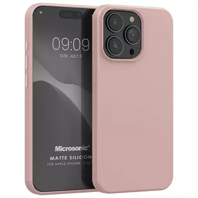 Microsonic Apple iPhone 15 Pro Max Kılıf Matte Silicone Rose Gold