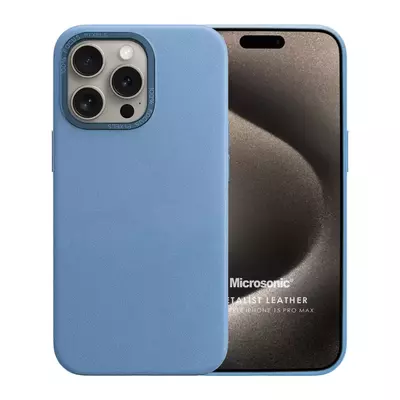 Microsonic Apple iPhone 15 Pro Max Kılıf Metalist Leather Mavi