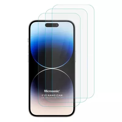 Microsonic Apple iPhone 15 Pro Max Screen Protector Nano Glass Cam Ekran Koruyucu (3`lü Paket)