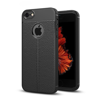 Microsonic Apple iPhone 5 Kılıf Deri Dokulu Silikon Siyah