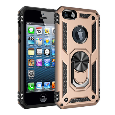 Microsonic Apple iPhone 5 Kılıf Military Ring Holder Gold