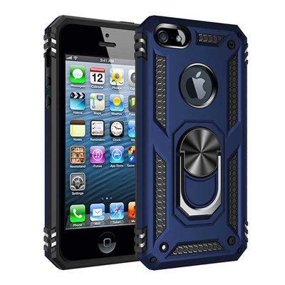 Microsonic Apple iPhone 5 Kılıf Military Ring Holder Lacivert