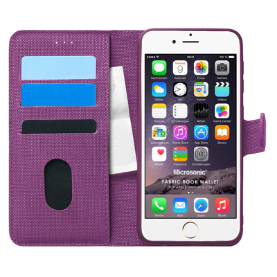 Microsonic Apple iPhone 6 Kılıf Fabric Book Wallet Mor