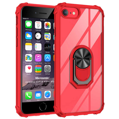 Microsonic Apple iPhone 6 Kılıf Grande Clear Ring Holder Kırmızı